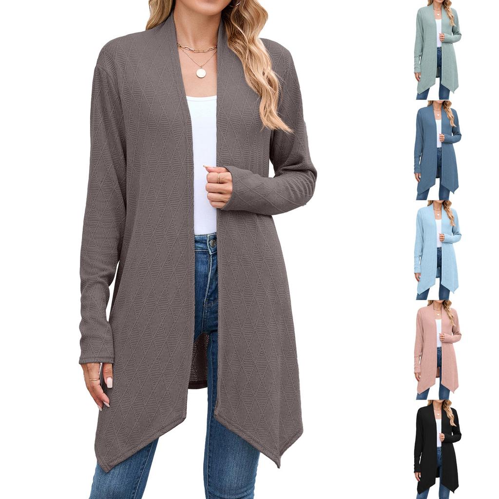 Women's Ladies' Casual Fashion Long-sleeved Knitted Cardigan Long Coat