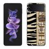 Розовый чехол с леопардовым принтом для Samsung Z Flip 6 5G Galaxy Z Flip 5 4 3 5G Черная жесткая крышка для мобильного телефона Роскошный ПК-корпус Coque