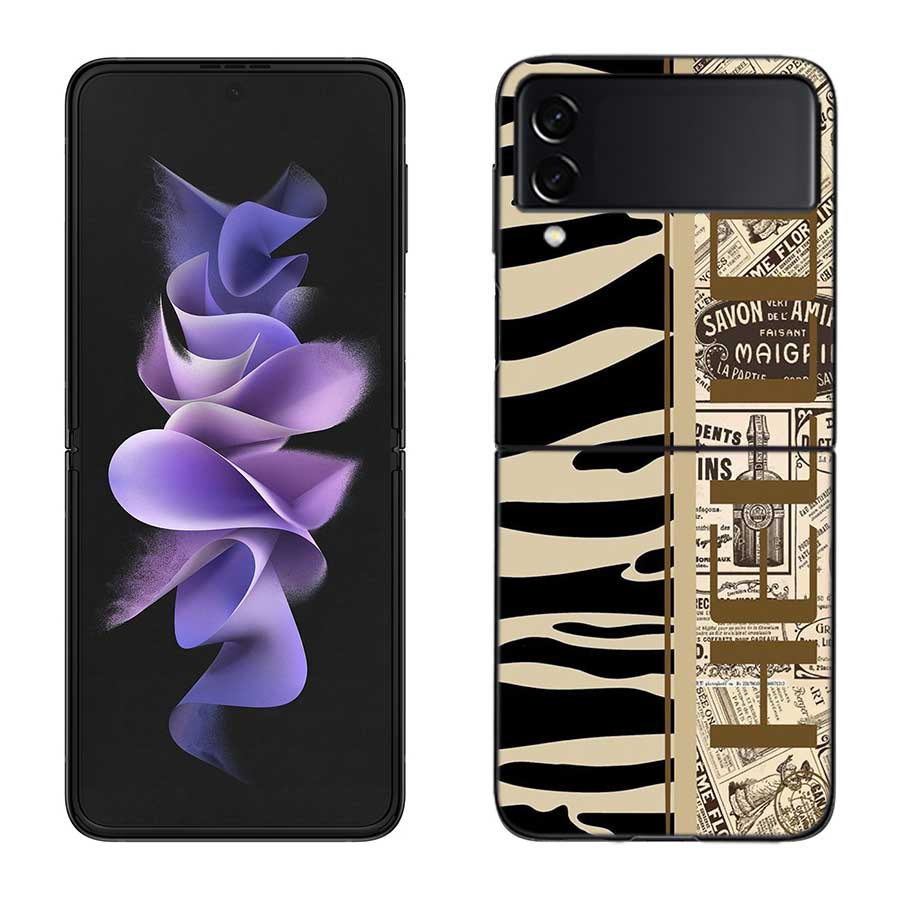 Розовый чехол с леопардовым принтом для Samsung Z Flip 6 5G Galaxy Z Flip 5 4 3 5G Черная жесткая крышка для мобильного телефона Роскошный ПК-корпус Coque