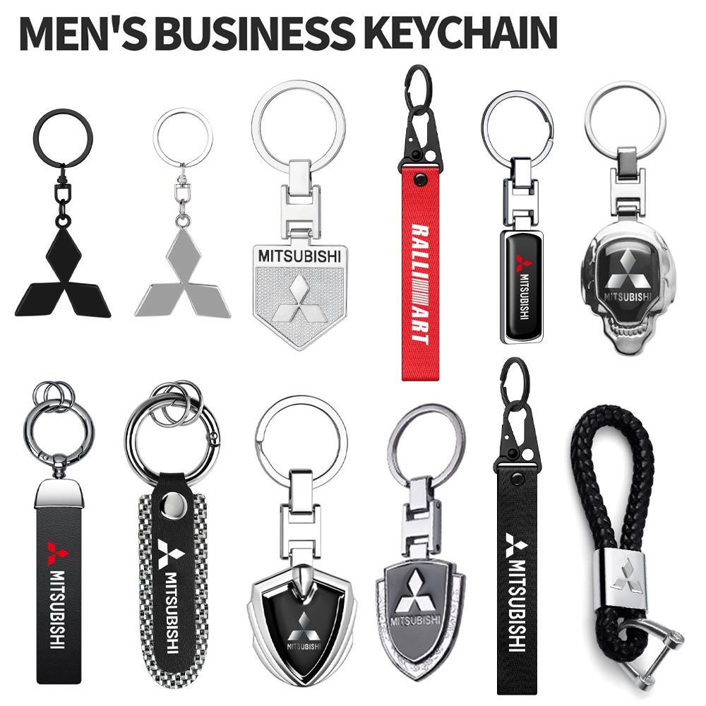 Metal Leather Car Key Ring Braided Rope Key Case Key Chain For Mitsubishi Space Star Lancer Outlander Xl Eclipse Cross Asx Colt