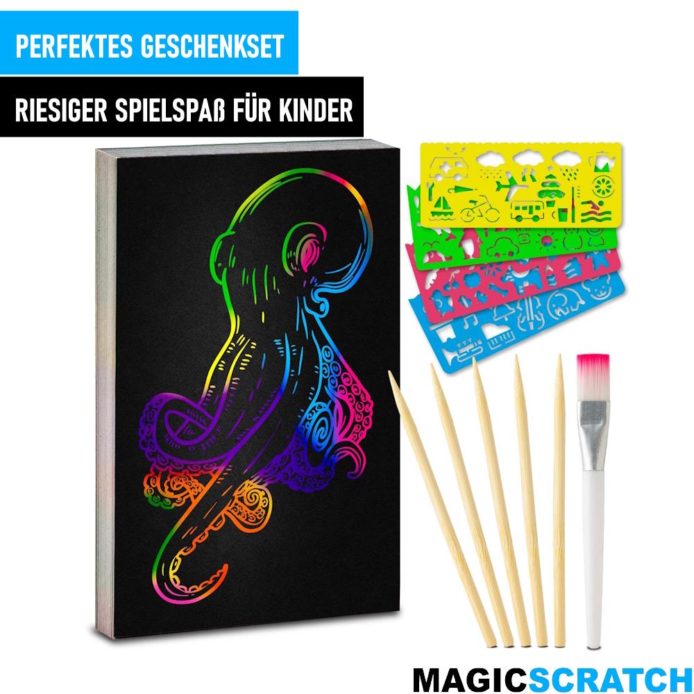 MAGICSCRATCH Креативный набор для рукоделия 50x скретч-бумага для рисования и рукоделия