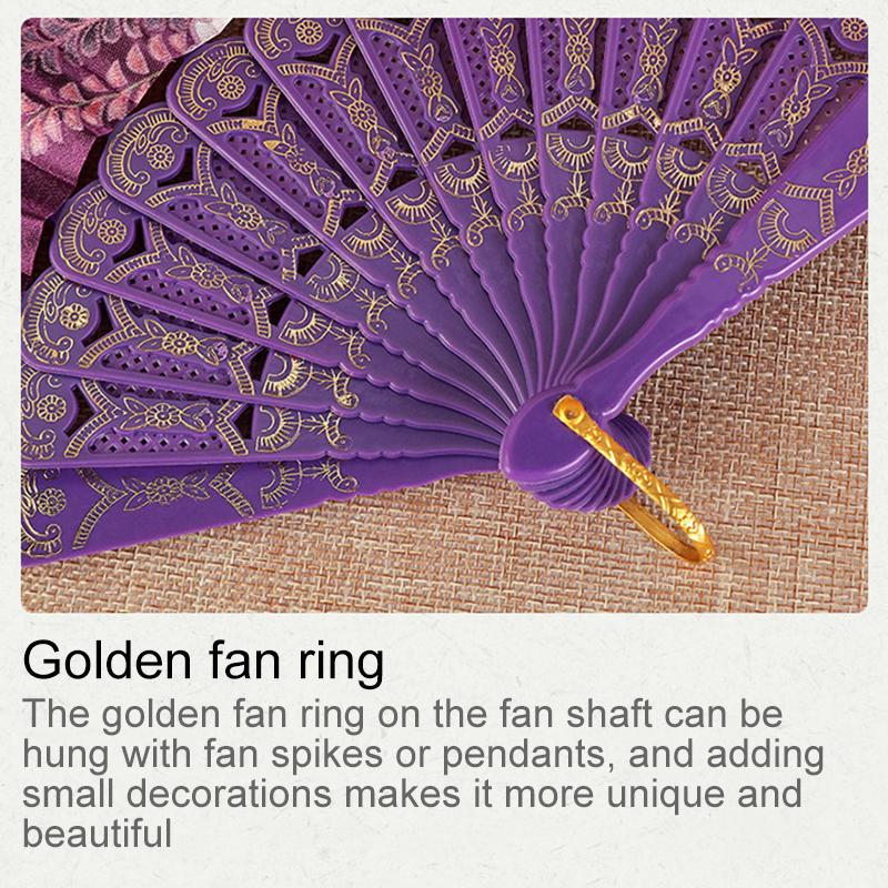 1 шт. Складной веер Элегантный и роскошный цветочный узор Винтажный танцевальный веер Модный китайский стиль Ручной штампованный дизайн