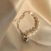 Fashion Jewelry Women Bracelet Adjustable Heart Shaped Bracelet Sweet Pearls Bracelet  Girls