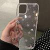 Korean Glitter Star Phone Case, Compatible with iPhone 12, 13, 14 Pro Max, 15 - Transparent for Women