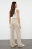 Women's Style Trousers Beige 100% Tencel Elastic Waist High Waist Jeans
