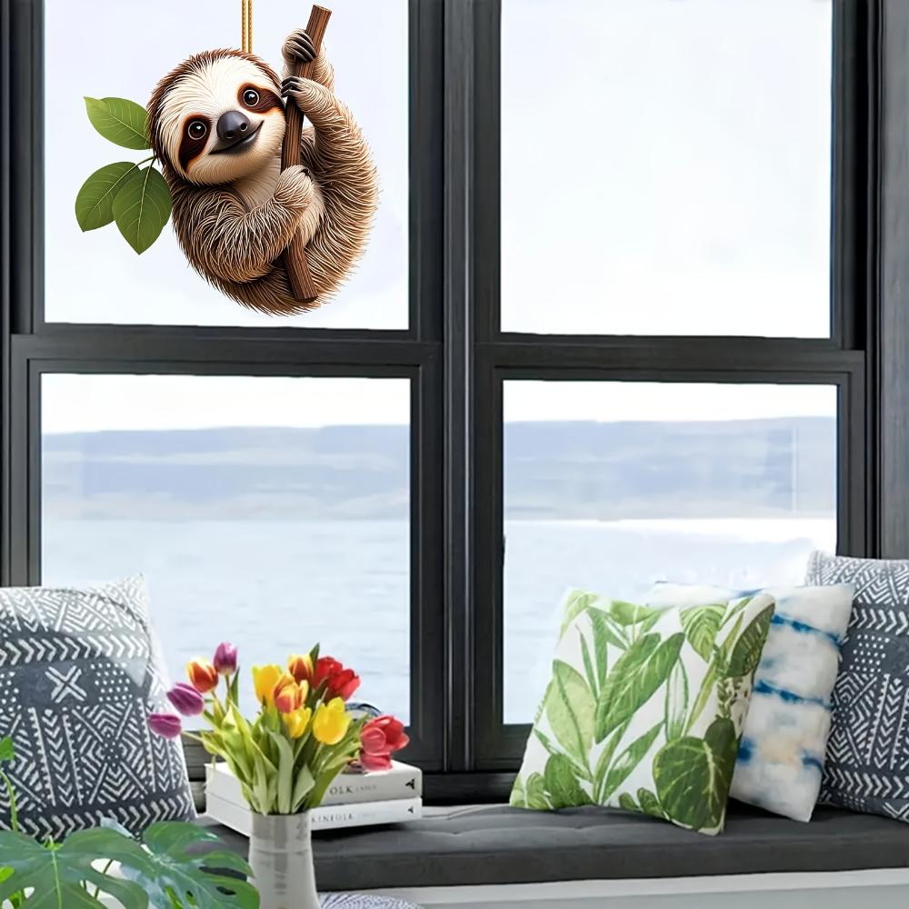 Милый кулон в виде ленивца: 2D акриловый брелок для зеркала автомобиля и домашнего декора - идеальный подарок на Рождество, День благодарения или любой другой праздник