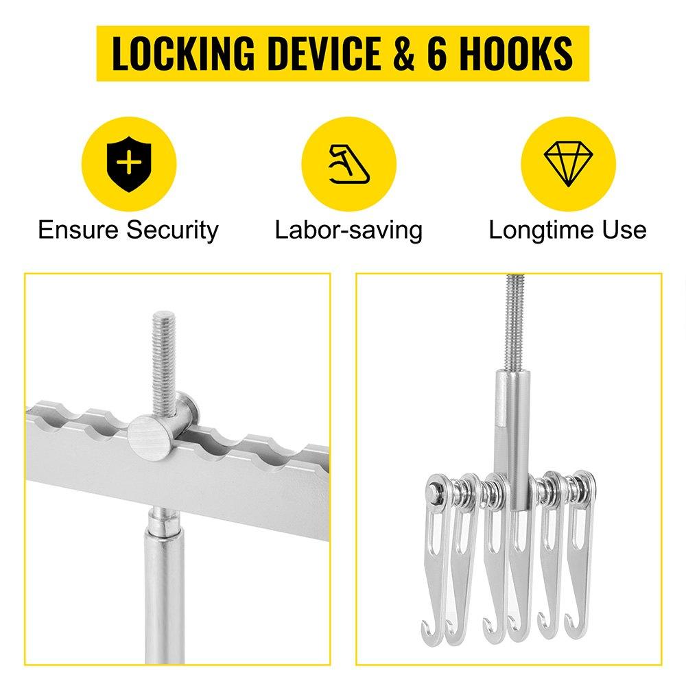 VEVOR Dent Pull Lever Bar 6 Claw Hook Portable Dent Pull Bar Aluminum Alloy Dent Puller Single Leg Lifter for Car Dent Repairing
