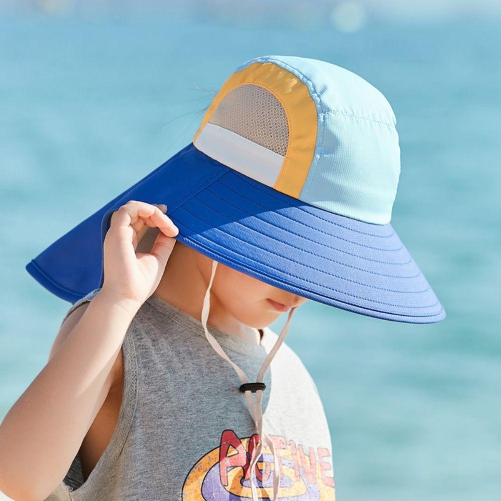Wide Brim Beach Hats With Neck Flap Strap Panama Cap Fashion Bucket Hat Outdoor