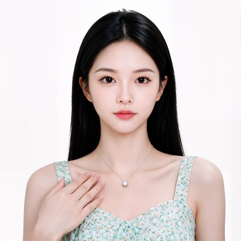 1ct Moissanite Pendant Necklace Women Minimalist Fashion Daily Wear