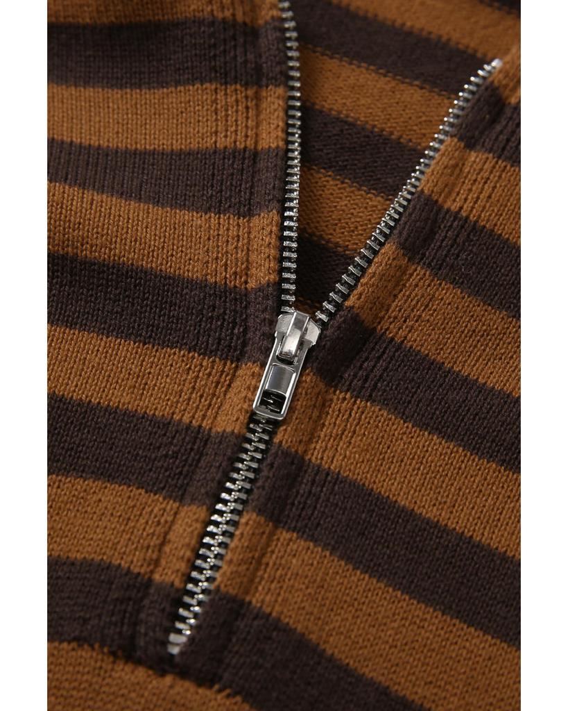 Azura Exchange Striped Knit Quarter Zip Hoodie