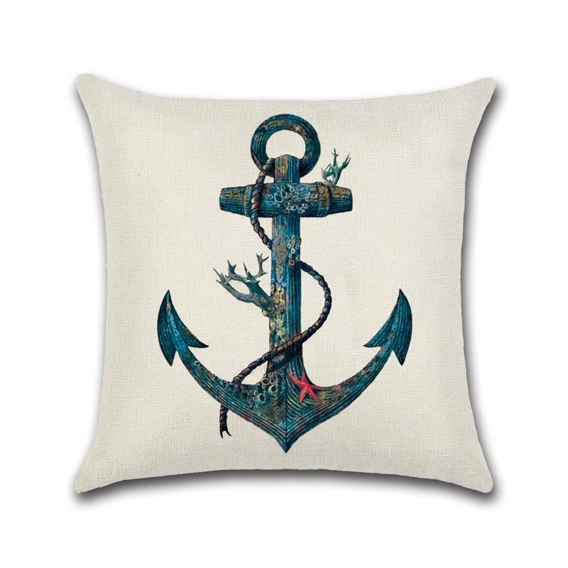 Sea Style Cushion Cover Ship World Map Anchor Linen Decorative Pillowcase For Car Sofa Pillow Case Funda De Almohada Zt167