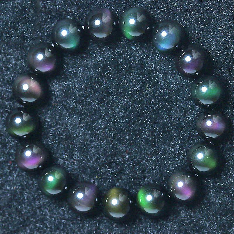 Простые браслеты из обсидиана с радужными глазами для женщин и мужчин из натурального камня, ювелирные аксессуары на удачу