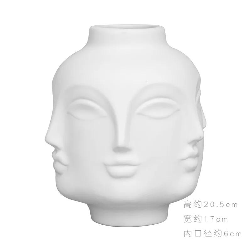 Керамическая ваза Creative Face Floreros Decorativos Moderno Vase Decoration Home Living Room White Flower Vase