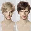 Synthetic Dark Hair Natural Wig for Men Breathable Heat Resistant Cosplay Halloween Short Male Wig with Bangs