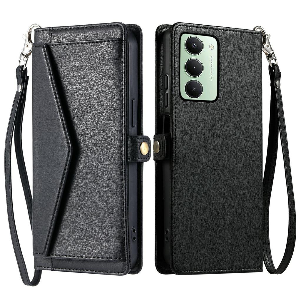 For Xiaomi Redmi 15 5G (Global) (169mm) Leather Case with Wrist Strap Wallet Stand Phone Cover