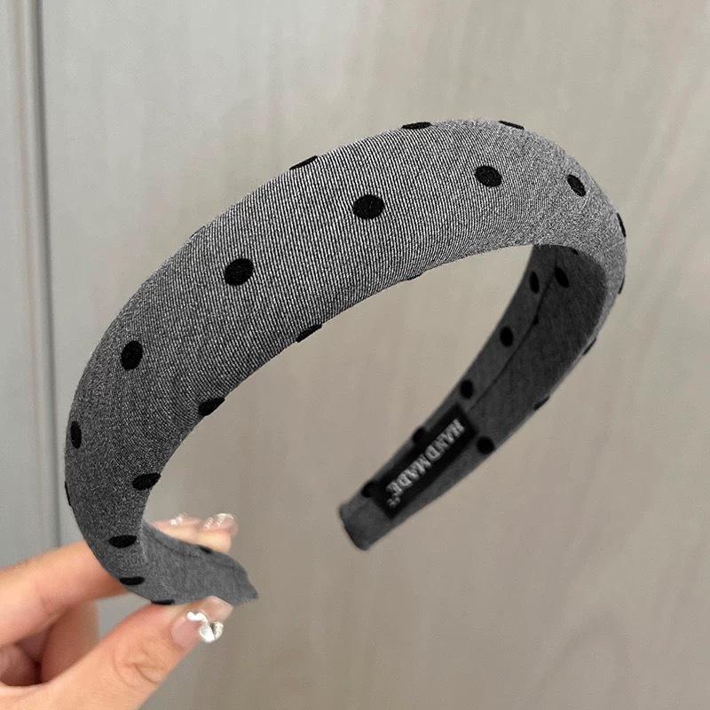 Gray Print Bow Heart Dot Spong Hairband For Women Girl Sweet Hair Ornament Headband Hair Hoop Hair Band Hair Accessories