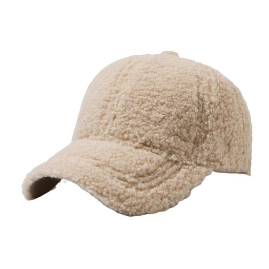Women Winter Baseball Hat Lambswool Solid Color Long Brim Thermal Insulation Decorative Outdoor