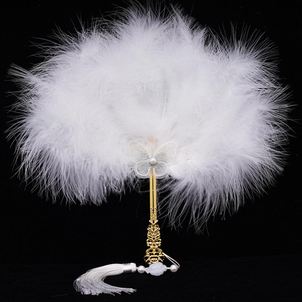 with Tassels Fluffy Colorful Craft Handheld Fan Portable Dance Hand Fan Ancient Style Group Fan