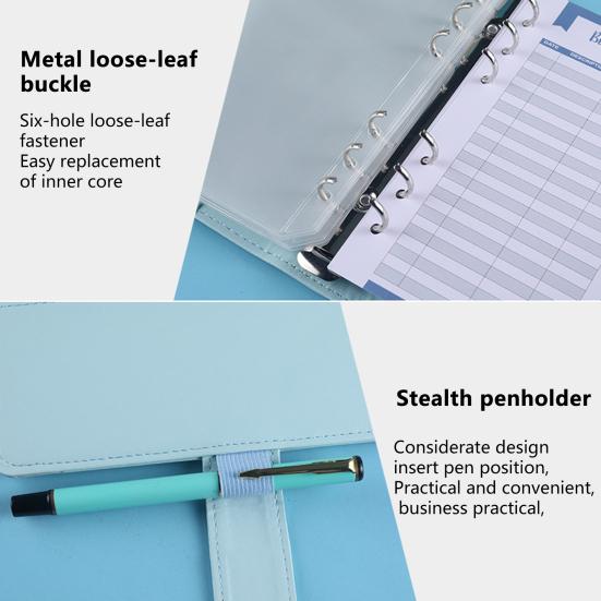 1 Set Budget Book Loose Leaf Multi-use Faux Leather Money Saving Schedule Planner for School