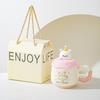 Mug with Lid Cute Bestie Birthday Gift for Girls Coffee Ceramic Water Cup for Home Use High Value Office