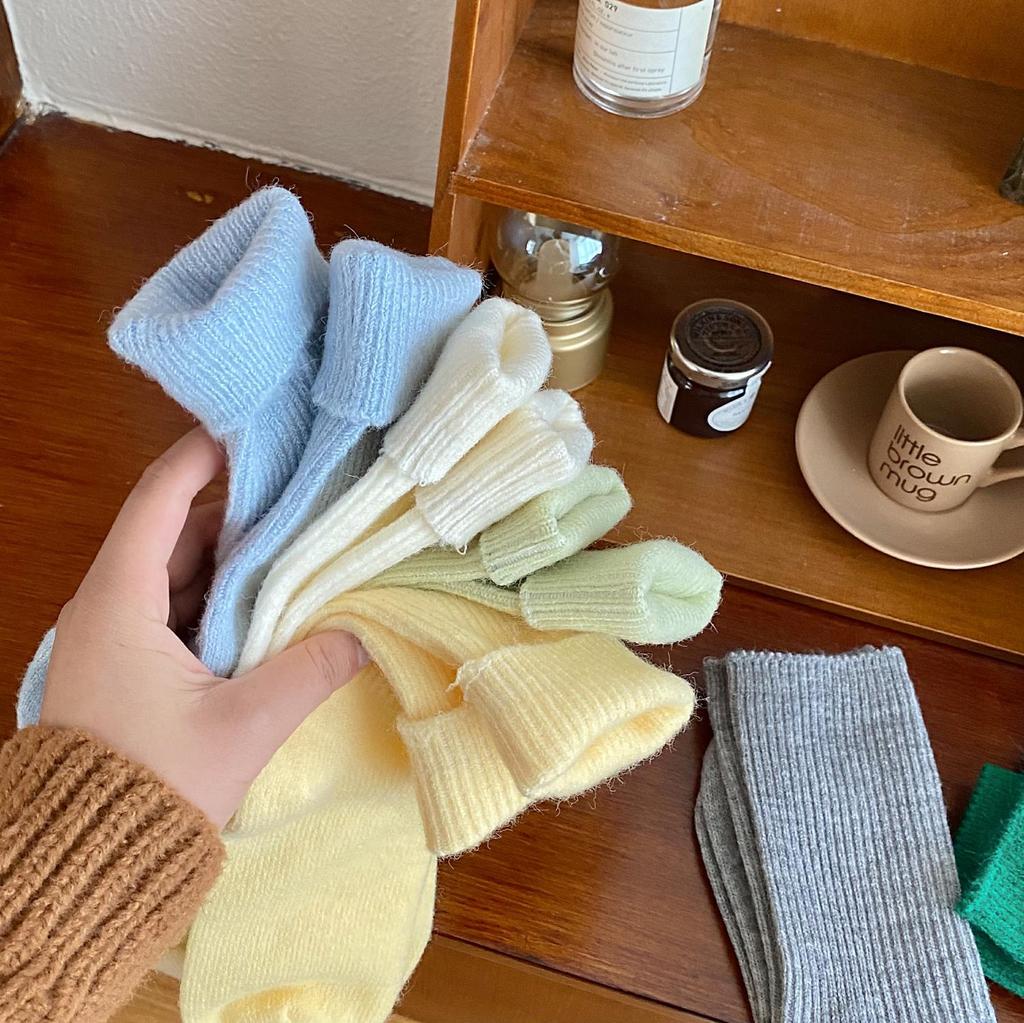Women's Korean-Style Mid-Tube Cashmere Socks - Autumn/Winter Thick Warm Velvet Pile Wool