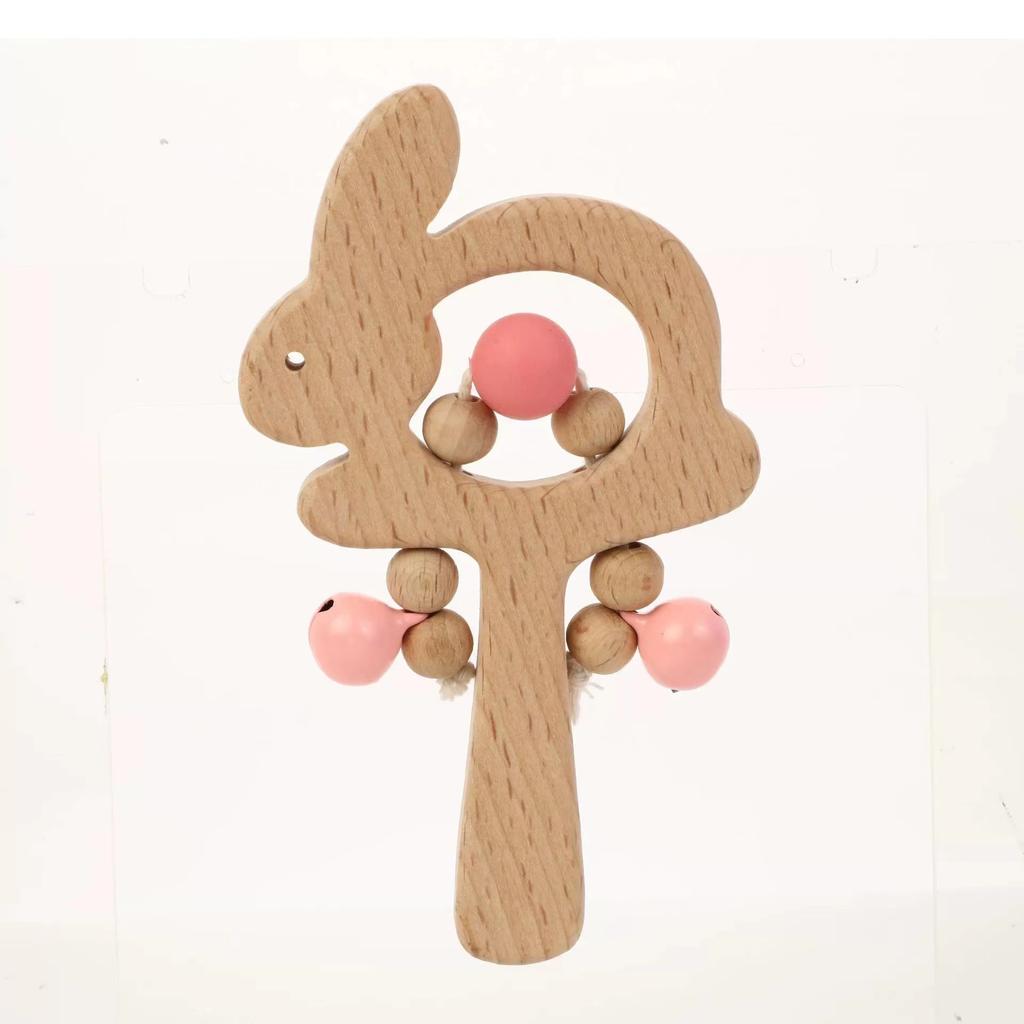 Baby Wooden Rattle Hand Teething Wooden Ring Makes A Sound Montessori Educational Toy Ages 6mo+