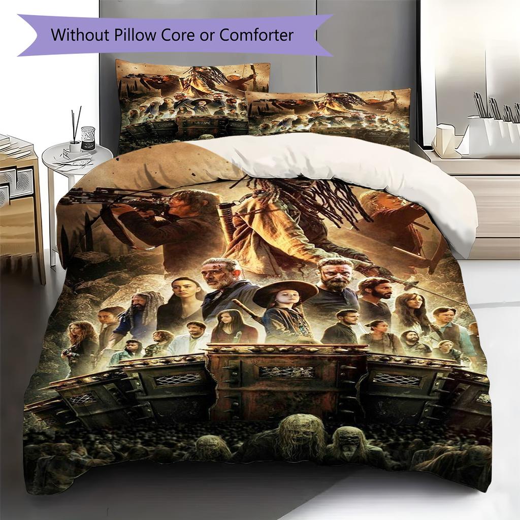 Walking Dead Pattern Bedding Set Quilt Cover Pillowcase Home Decor Gift (1 * duvet cover + 2 * pillowcase, without core)
