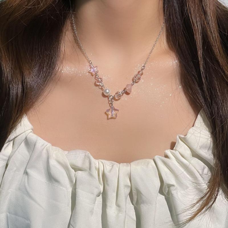 Новая мода, темперамент, прозрачные звезды, жемчуг, бисер, простое ожерелье-джокер, женское ожерелье