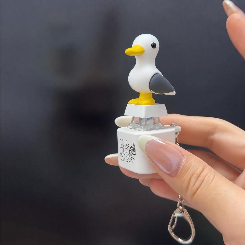 LED Light Seagull Button Keychain Real Sound Clicker Sensory Toy For Kids Adults Gift