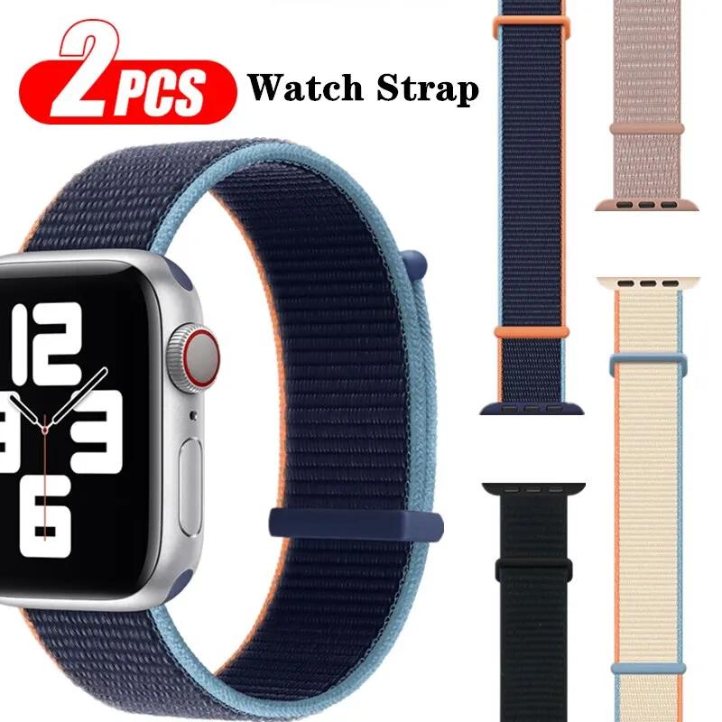 2 шт. Нейлоновый ремешок для Apple Watch Strap 8 7 SE 6 5 4 Ultra 49 мм 40 мм 44 мм 45 мм 41 мм Аксессуар Браслет для IWatch Series 40 мм