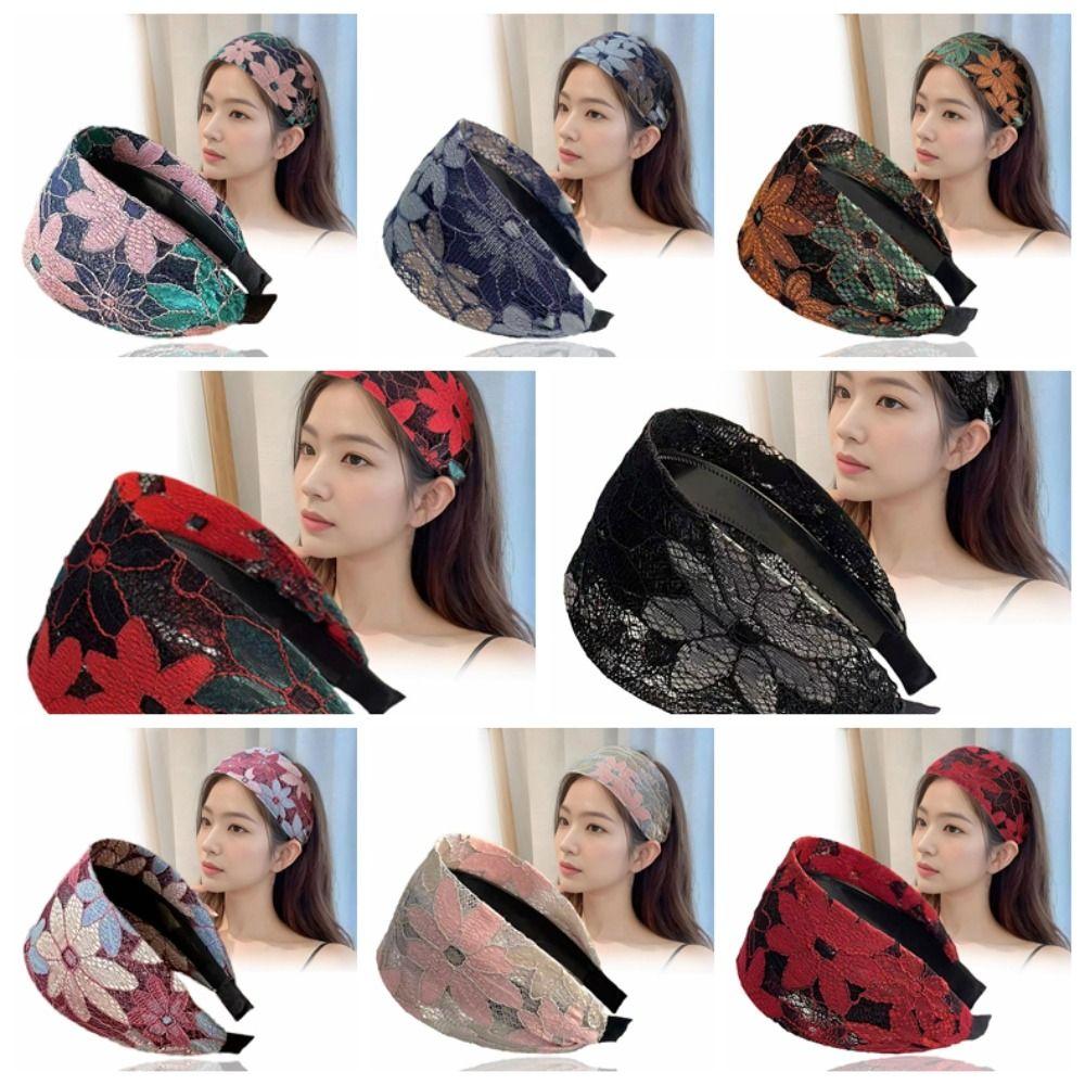 Нескользящий Зубчатый Нескользящий Ободок для Волос Сетка Женский Обруч для Волос Элегантная Кружевная Вышивка Повязка на Голову Девочки