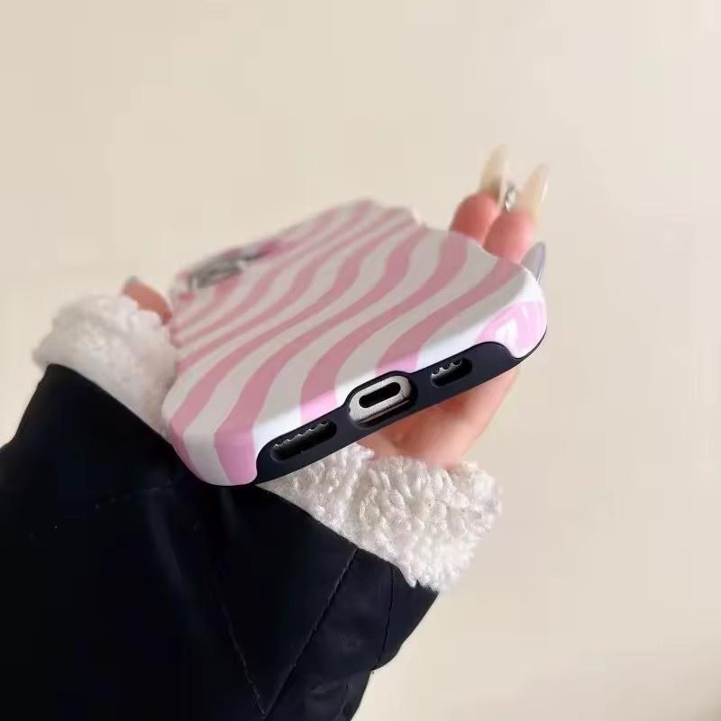 Роскошный глянцевый чехол для телефона с волнистыми полосками для iPhone 13 14 15 16 Pro Max, защита камеры, противоударный, модный чехол для телефона с контрастными цветами