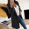 Solid Color Fashion Women Long Sleeve Lapel Slim Fit Pocket Button Overcoat