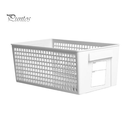 Пластиковая корзина для хранения с этикеткой, многоцелевая корзина для хранения с нескользящей ручкой, вентилируемая, легко моющаяся корзина для хранения косметических канцелярских принадлежностей