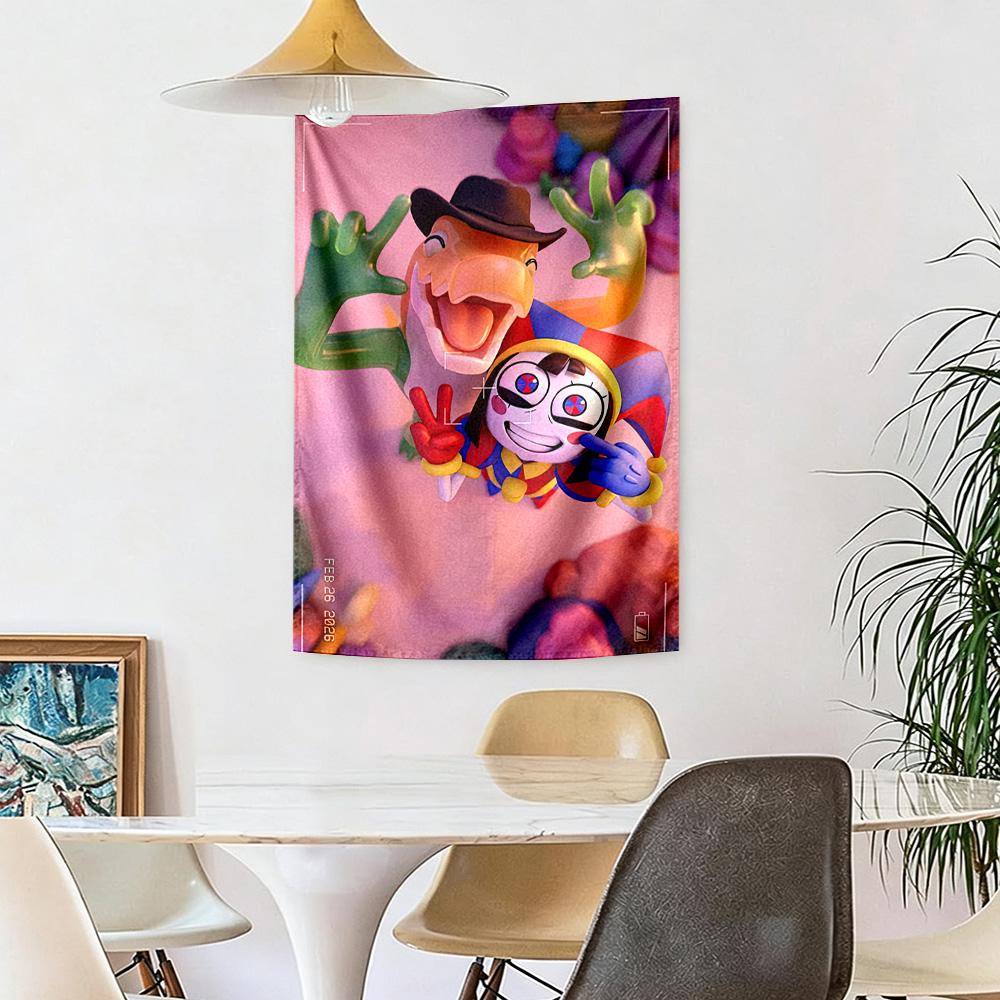 Digital Circus Wall Decor Tapestry Art For Pet Memorial Birthdaywedding Party Backdrop Family Gift