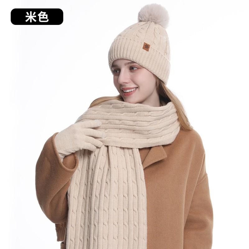 Winter Warm Knit Hat Scarf Gloves Set Women - Acrylic Twist 3-Piece Cold Weather Accessory