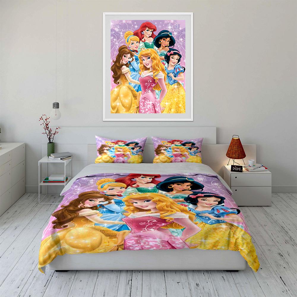 Princess Themed Bedding Set for Kids Bedding set (1 duvet cover, 2 pillowcases, duvet not included)