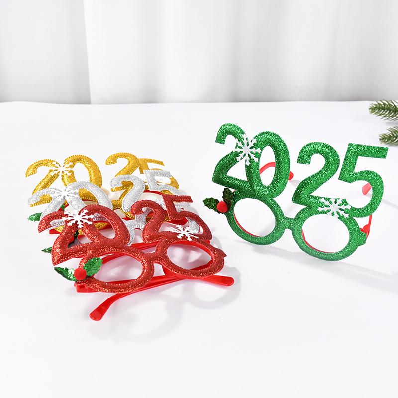 4pcs Christmas Glasses 2025 New Year Party Photo Props Xmas Decorations Kids Adult Eyeglasses Photobooth Gifts Home Supplies
