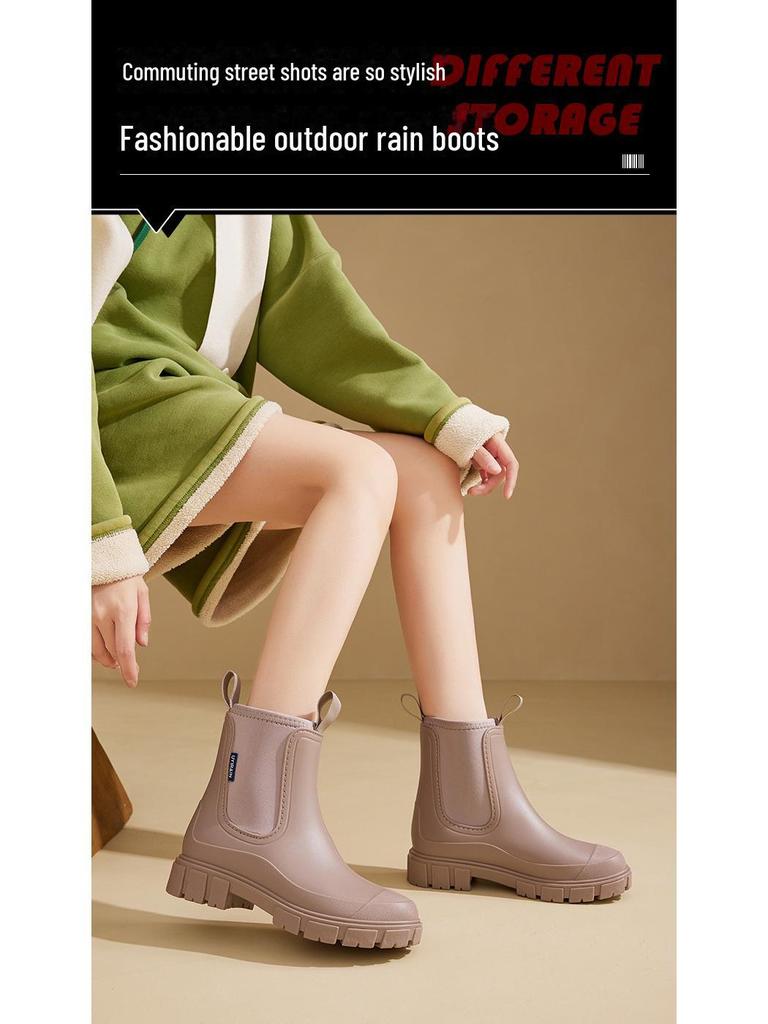 Женские непромокаемые короткие резиновые сапоги 2024 года – стильная обувь для отдыха на открытом воздухе в дождливые дни