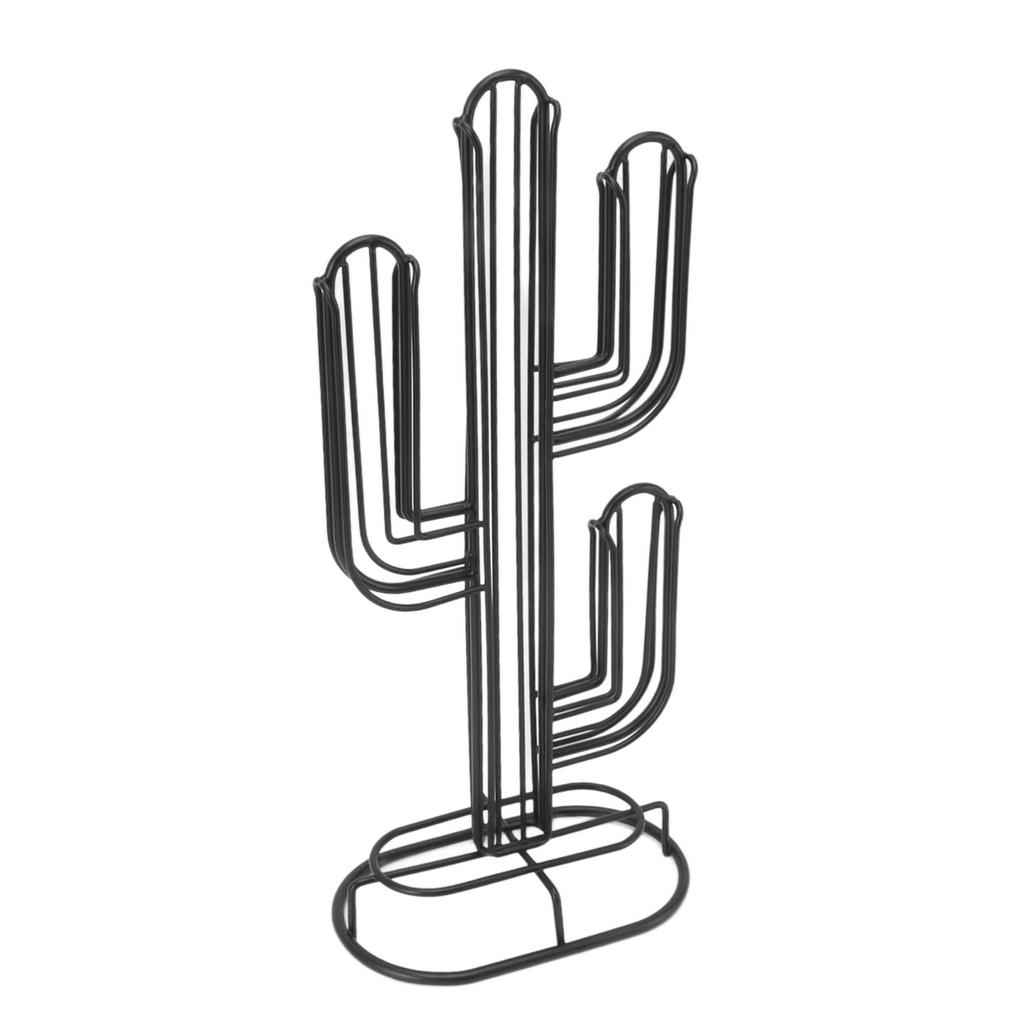 Cactus Shaped Coffee Pod Holder Home Black Iron Coffee Capsule Storage Stand Organizer Holds 48 Coffee Pods