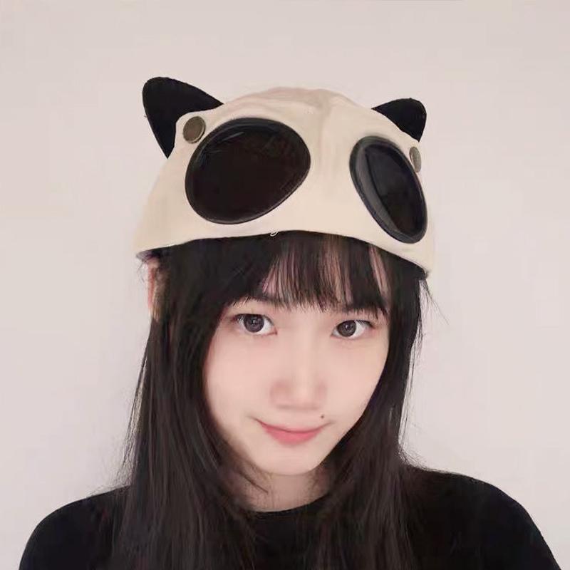 Женщина с кошачьими ушками, очки-авиаторы, бейсболка, красивые солнцезащитные очки, шапка с утиным языком