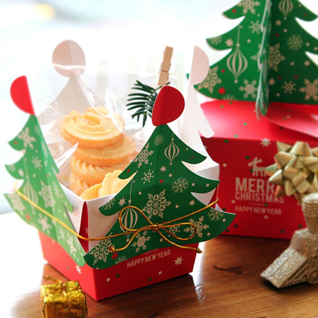 Merry Christmas Bombonera Santa Paper Gift Box Christmas Tree Elk Gift Packaging Box New Year Xmas Party Decoration