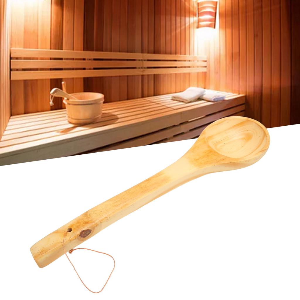 Sauna Ladle Large Capacity Long Handle Portable Wooden Sauna Ladle Scoop for Tea Wine Water