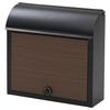 Gardenmaster Mailbox with Dial 38cm Wide X 12cm Deep X 37cm High Lock, (Postbox/Delivery Box), Wall-Mounted, Black/Walnut, WP1603D(BK/DWD)
