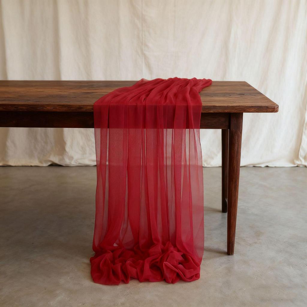 Nordic Wedding Voile Table Runner: Solid Chiffon Crepe Decoration for Dining and Parties