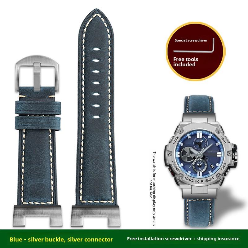 Ретро матовый кожаный ремешок для часов Casio G-Shock GST-210 GST-W300 GST-400G GST-B100 S100D/S110D/W110 Мужской кожаный ремешок Браслет