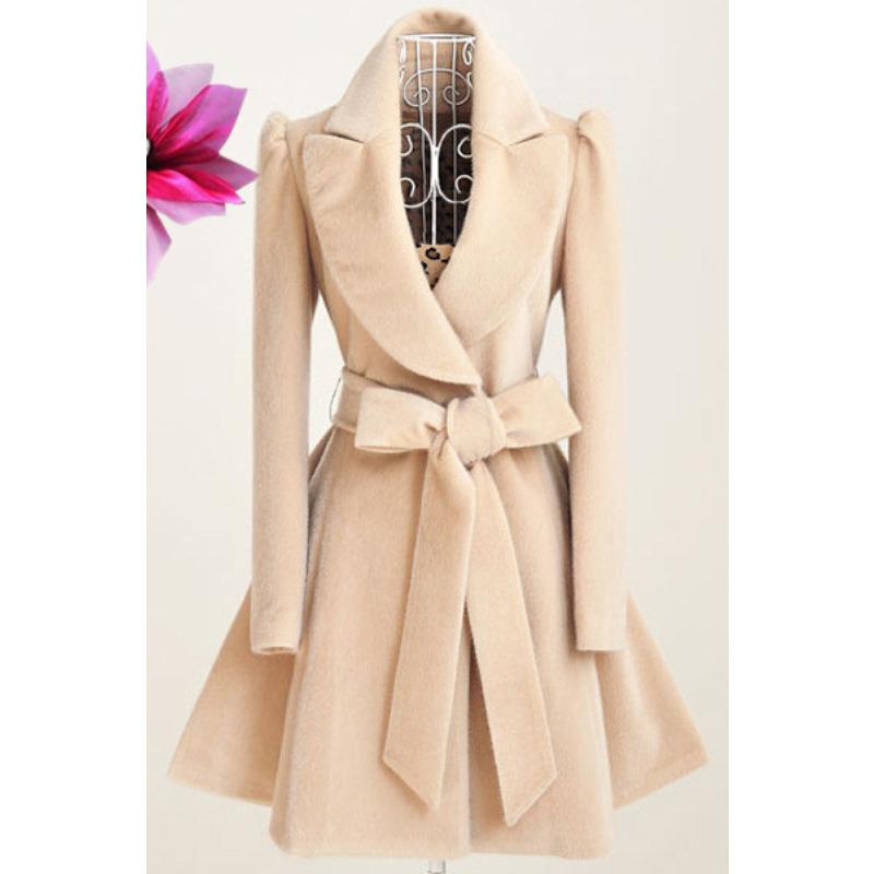 Wool Jacket Waist Slim Woolen Outerwear Trench Coat