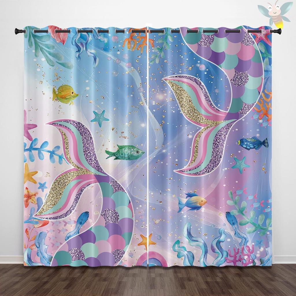 Dragonfly Pattern Glass Painted Blackout Curtains - Thickened Polyester, High Precision Sun Protection