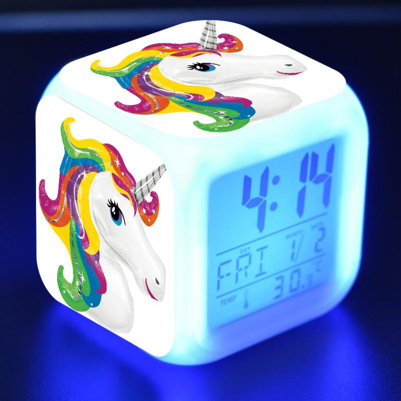 Обесцвечивание Единорог будильник креативный ночник светодиодные цифровые будильники студенческие настольные часы детские подарки