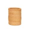 Hand Woven Rattan Pen Holder Cups Wicker Makeup Brush Storage Basket Kitchen Cookware Organizer